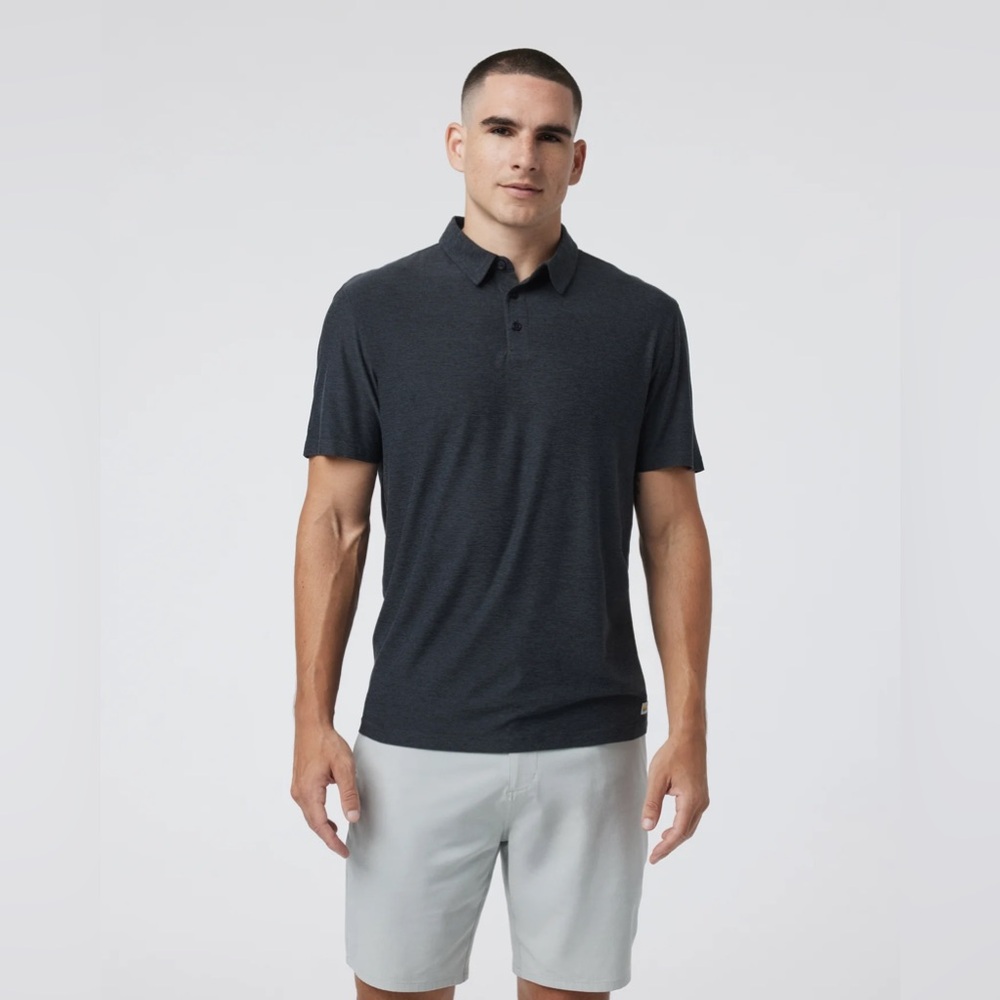 Vuori Strato Tech Men's Charcoal Heather Polo Shirt Large